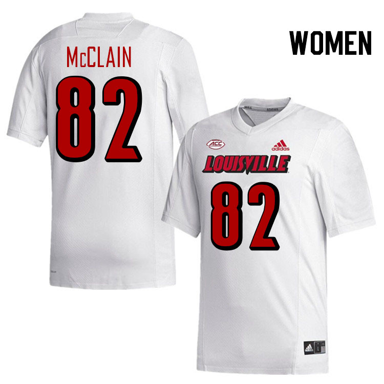 Women #82 Jahlil McClain Louisville Cardinals College Football Jerseys Stitched-White